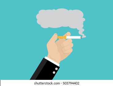 Cartoon, Businessmen hand holding cigarette., vector eps10
