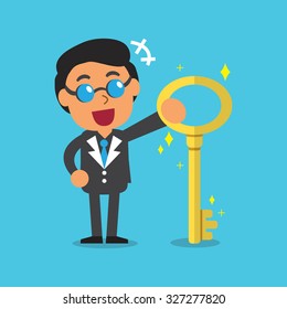 Cartoon businessmen with key