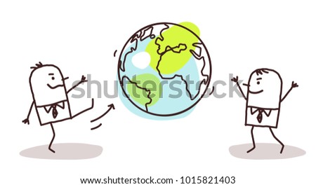 Cartoon Businessmen Kicking the Earth