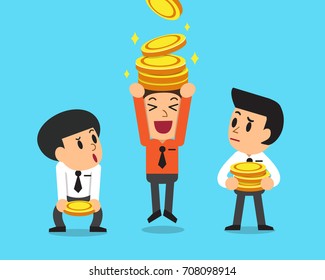 Cartoon businessmen with money coins