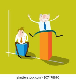 cartoon businessmen on the diagram