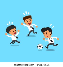 Cartoon businessmen playing football