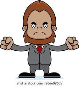 A cartoon businessperson sasquatch looking angry.