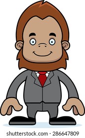 A cartoon businessperson sasquatch smiling.