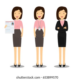 cartoon businesswoman with different. Business cartoon characters collection.