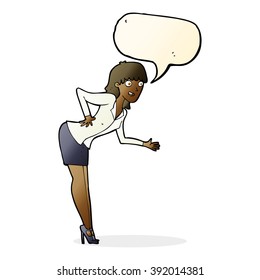cartoon businesswoman explaining with speech bubble
