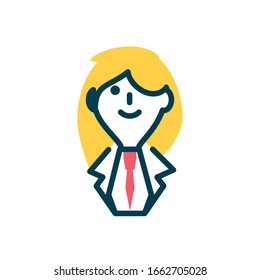 cartoon businesswoman icon over white background, half color style, vector illustration