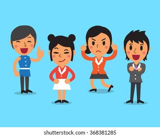 Cartoon businesswomen character poses