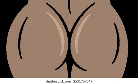 A cartoon of a butt with a black background. The cartoon is of a woman's butt and is drawn in a very exaggerated way