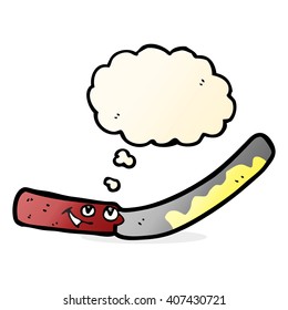 Cartoon-Buttermesser mit Gedankenblase