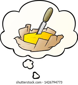 cartoon butter with thought bubble in smooth gradient style