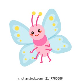 Cartoon butterfly Childish Insect. Vector illustration
