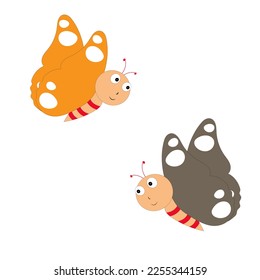 Cartoon butterfly illustration. Cute smiling character for childish design. Flat vector illustration isolated on a white background.