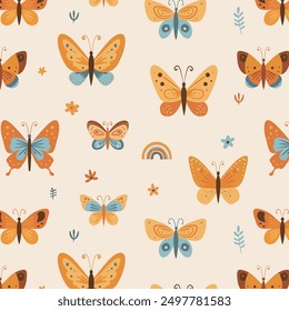 Cartoon butterfly, printed butterfly, wallpaper, sticker, full print, textile full print butterfly