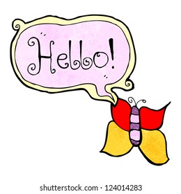 cartoon butterfly saying hello