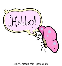 mariposa de dibujos animados saludando