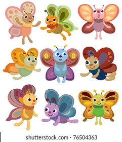 cartoon butterfly set icon