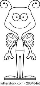 A cartoon butterfly smiling.