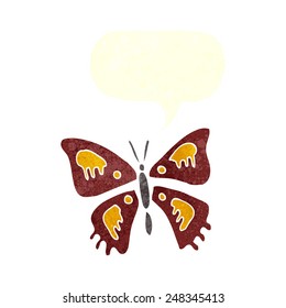 mariposa de caricatura con burbuja de habla