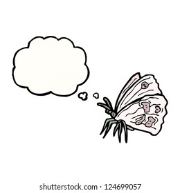 cartoon butterfly with thought bubble