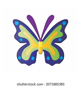 cartoon butterfly in trendy craft paper graphic style. Modern design for advertising, branding, greeting cards, covers, posters, banners. Vector illustration