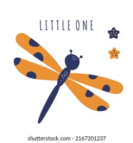 Cartoon butterfly vector illustration for postcards and invitations. Cute insect with wings drawing for decoration