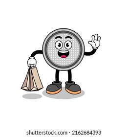 Cartoon Button Cell Shopping Character Design Stock Vector (Royalty