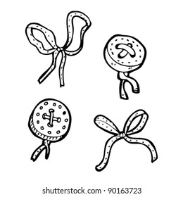cartoon button and ribbon collection