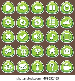 Cartoon buttons set game with icon.Vector illustration,GUI elements for mobile games,video games.