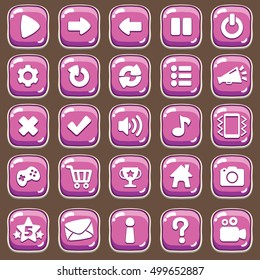 Cartoon buttons set game with icon.Vector illustration,GUI elements for mobile games,video games.