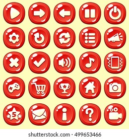 Cartoon buttons set game with icon.Vector illustration,GUI elements for mobile games,video games.