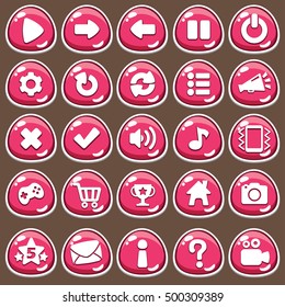 Cartoon buttons set game with icon.Vector illustration,GUI elements for mobile games,video games.