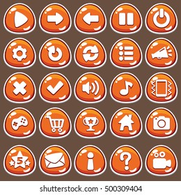 Cartoon buttons set game with icon.Vector illustration,GUI elements for mobile games,video games.