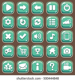 Cartoon buttons set game with icon.Vector illustration,GUI elements for mobile games,video games.