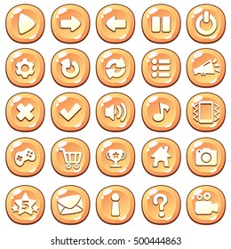 Cartoon buttons set game with icon.Vector illustration,GUI elements for mobile games,video games.