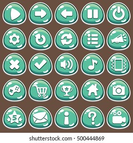 Cartoon buttons set game with icon.Vector illustration,GUI elements for mobile games,video games.