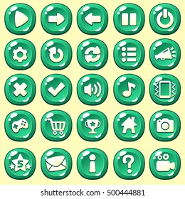 Cartoon buttons set game with icon.Vector illustration,GUI elements for mobile games,video games.