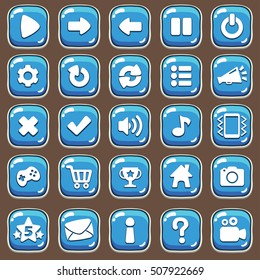 Cartoon buttons set game. Vector illustration, GUI elements for mobile games, video games