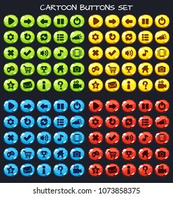 Cartoon buttons set game.Vector illustration,GUI elements for mobile games,video games