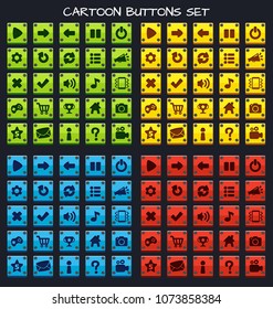 Cartoon buttons set game.Vector illustration,GUI elements for mobile games,video games