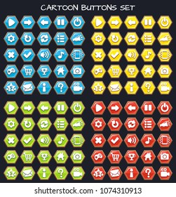 Cartoon buttons set game.Vector illustration,GUI elements for mobile games,video games