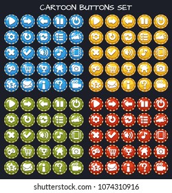 Cartoon buttons set game.Vector illustration,GUI elements for mobile games,video games