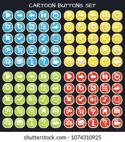 Cartoon buttons set game.Vector illustration,GUI elements for mobile games,video games