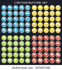 Cartoon buttons set game.Vector illustration,GUI elements for mobile games,video games