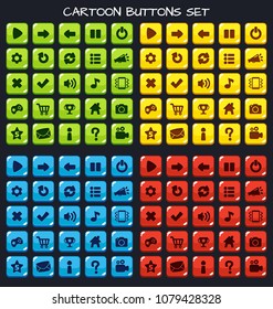 Cartoon buttons set game.Vector illustration,GUI elements for mobile games,video games