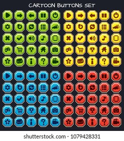 Cartoon buttons set game.Vector illustration,GUI elements for mobile games,video games