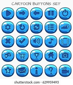 Cartoon buttons set game.Vector illustration,GUI elements for mobile games,video games