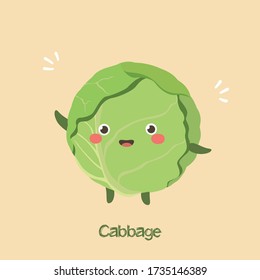 Cartoon Cabbage. Vector Food Illustration