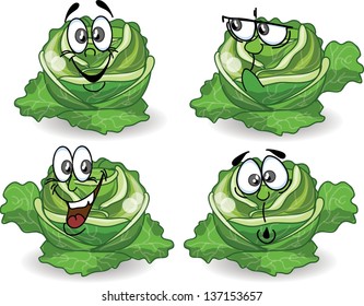 Cartoon cabbages with cute face