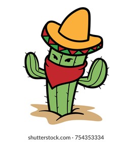 Cartoon Cactus Bandit